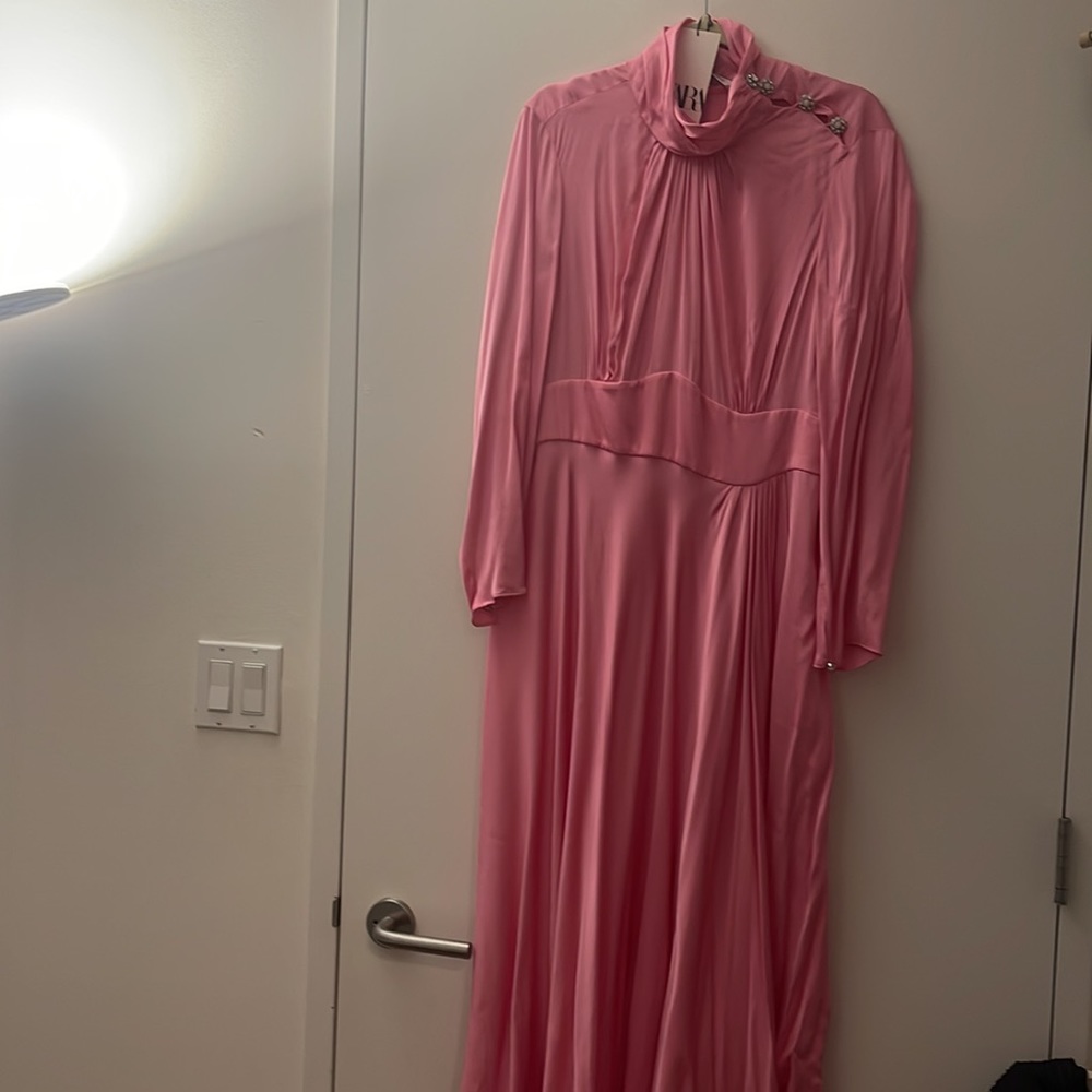 ZARA Pink Silk Dress XL